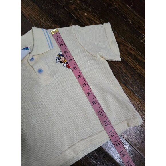 Vintage 80s Disney Mickey's Stuff for Kids Pastel Yellow Polo Shirt Baseball 2T - Picture 7 of 9